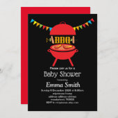 bbq babq baby shower bbqパーティー, barbecue, bbq grill 招待状 (正面/裏面)