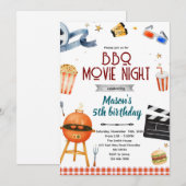 BBQ Backyard Movie Night Invitation 招待状 (正面/裏面)