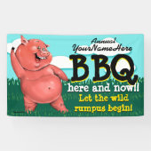 BBQ.Barbecue.Pig Roast.Grill.Cookout.Customizable 横断幕 (横)