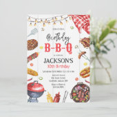 BBQ Barbeque Grill Backyard Birthday Party  招待状 (スタンド正面)