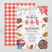BBQ Barbeque Grill Backyard Birthday Party  招待状 (正面/裏面)