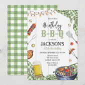 BBQ Barbeque Grill Backyard Birthday Party 招待状 (正面/裏面)