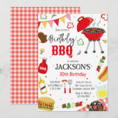 BBQ Barbeque Grill Backyard Birthday Party 招待状 (正面/裏面)