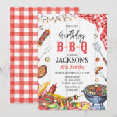 BBQ Barbeque Grill Backyard Birthday Party 招待状 (正面/裏面)