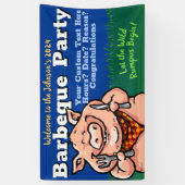 BBQ.Barbeque.Pig Roast.Grill.Cookout.Summerパーティー 横断幕 (縦)