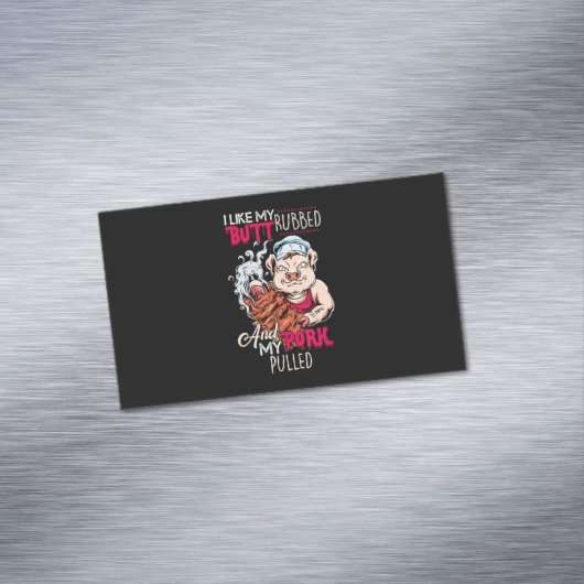 BBQ|BBQ Grillmaster Likeお尻擦りと豚肉引き マグネット名刺 (インサイチュ)