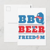BBQ BEER FREEDOM - 7月4日アメリカ ポストカード (正面/裏面)