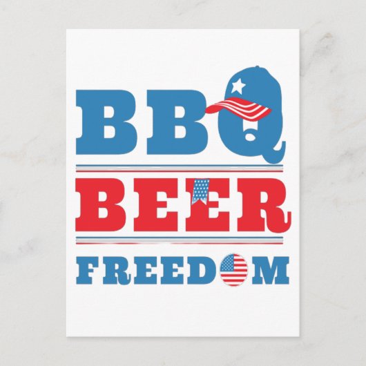 BBQ BEER FREEDOM - 7月4日アメリカ ポストカード (正面)