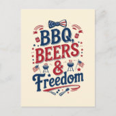 BBQ, Beers & Freedom - 7月のレトロ4th Vibes ポストカード (正面)