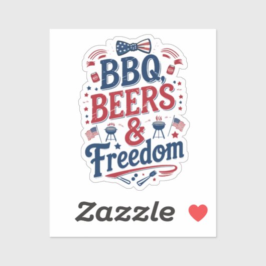 BBQ, Beers & Freedom – Retro 4th of July Vibes シール (シート)
