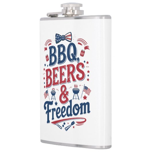 BBQ, Beers & Freedom – Retro 4th of July Vibes フラスク (左)