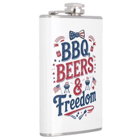 BBQ, Beers & Freedom – Retro 4th of July Vibes フラスク (右)