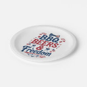 BBQ, Beers & Freedom – Retro 4th of July Vibes ペーパープレート (アングル)