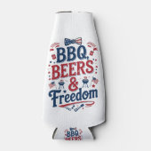 BBQ, Beers & Freedom – Retro 4th of July Vibes ボトルクーラー (正面)