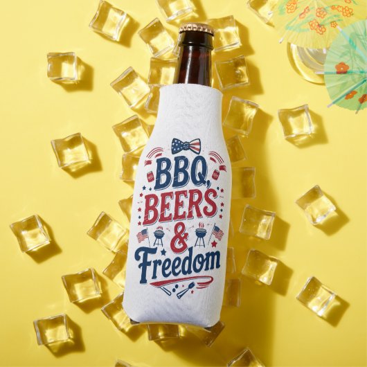 BBQ, Beers & Freedom – Retro 4th of July Vibes ボトルクーラー (インサイチュ 夏)