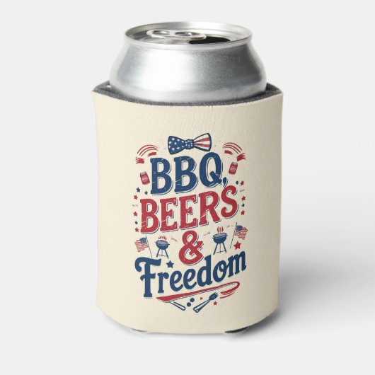 BBQ, Beers & Freedom – Retro 4th of July Vibes 缶クーラー (缶裏面)