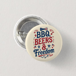BBQ, Beers & Freedom – Retro 4th of July Vibes 缶バッジ