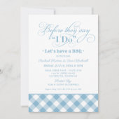 BBQ Before I Do Sky Blue Ginghamリハーサルディナー 招待状 (正面)