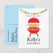 bbq birthday party, barbecue, bbq grill インビテーションポストカード (正面/裏面)