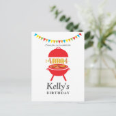 bbq birthday party, barbecue, bbq grill インビテーションポストカード (スタンド正面)