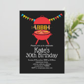 bbq birthday party, barbecue, bbq grill 招待状 (スタンド正面)