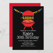bbq birthday party, barbecue, bbq grill 招待状 (正面/裏面)