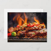 BBQ Bliss .Array of sizzling meats and vegetables ポストカード (正面/裏面)