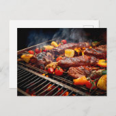  BBQ Bliss .Array of sizzling meats and vegetables ポストカード (正面/裏面)