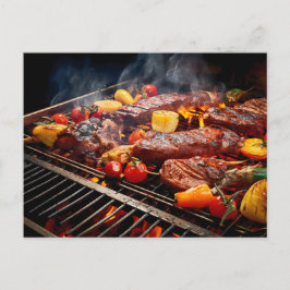  BBQ Bliss .Array of sizzling meats and vegetables ポストカード