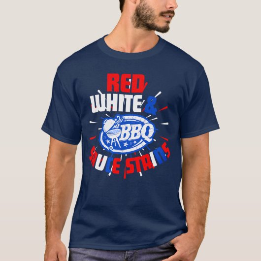 BBQ Bliss: Where Red, White, and Sauce Stains Meet Tシャツ (正面)