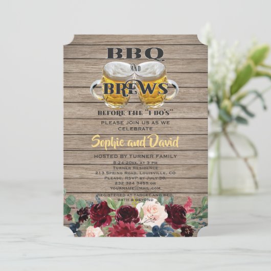 BBQ & BREWS before the "I DO'S"ウッド婚約 招待状 (スタンド正面)