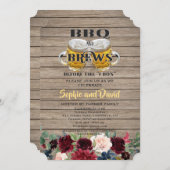 BBQ & BREWS before the "I DO'S"ウッド婚約 招待状 (正面/裏面)