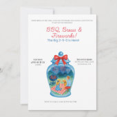 BBQ, Brews, Fireworks Ginger Jar 4th of July 招待状 (正面)