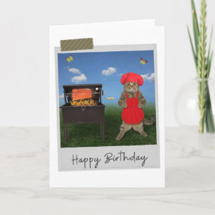 BBQ Chef Cat おもしろい誕生日カード カード