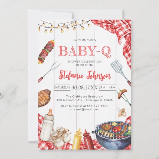 BBQ Children's BABY-Q Baby Shower Invitation 招待状 (正面)