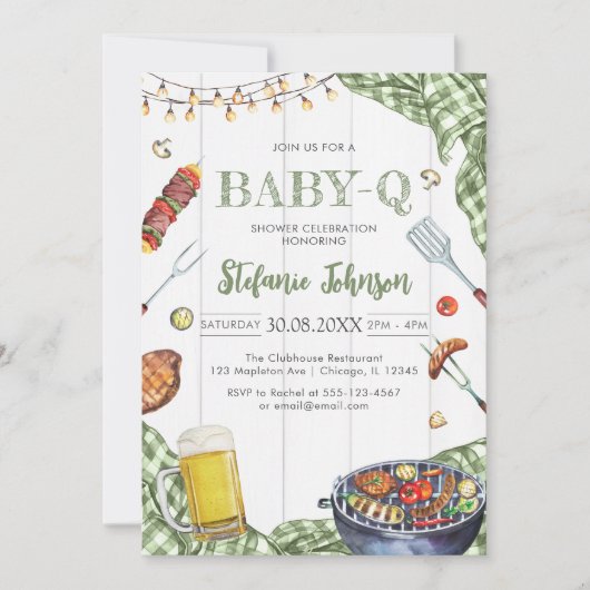 BBQ Children's BABY-Q Baby Shower Invitation 招待状 (正面)