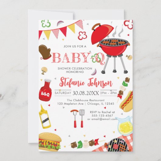 BBQ Children's BABY-Q Baby Shower Invitation 招待状 (正面)