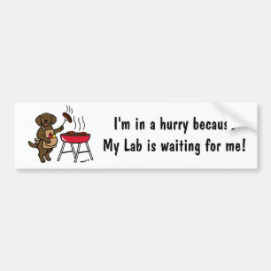BBQ Chocolate Labrador Chef Cartoon バンパーステッカー