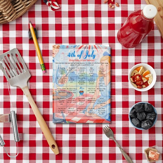 BBQ Cookout grill 4th of July Bingo  game card シーズンカード