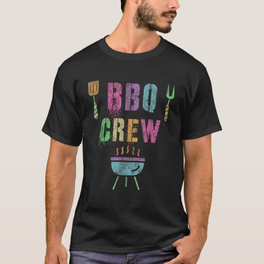 BBQ CREWおもしろいグリルシェフ調理師分隊料理summe Tシャツ (正面)