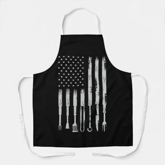 BBQ Design Smoking Barbecue USA Flag エプロン (正面)