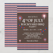 BBQ & Firework 7月4日の独立記念日パーティー 招待状 (正面/裏面)