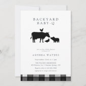 BBQ | Gingham Black | Rustic Baby Shower 招待状 (正面)