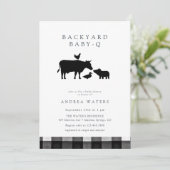 BBQ | Gingham Black | Rustic Baby Shower 招待状 (スタンド正面)