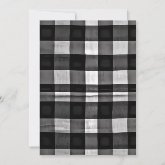 BBQ | Gingham Black | Rustic Baby Shower 招待状 (裏面)