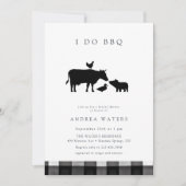 BBQ | Gingham Black | Rustic Bridal Shower 招待状 (正面)