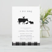 BBQ | Gingham Black | Rustic Bridal Shower 招待状 (スタンド正面)