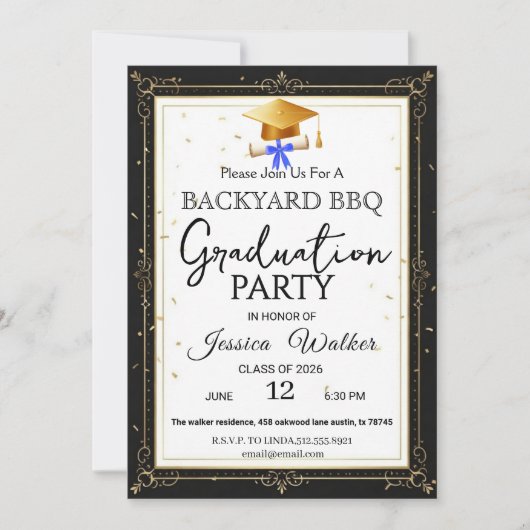  BBQ Graduation Party Invitation 招待状 (正面)
