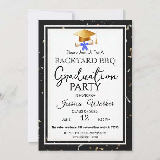  BBQ Graduation Party Invitation 招待状 (正面)