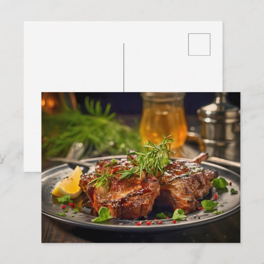 BBQ Grilled Rosemary Lamb ポストカード (正面/裏面)